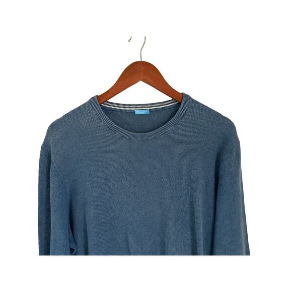 J. McLaughlin Crewneck Waffled Cotton Washed Blue Long sleeve sweater Size Large - Picture 3 of 9